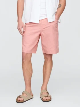 Pantalones cortos cómodos de lino y algodón de 9″
