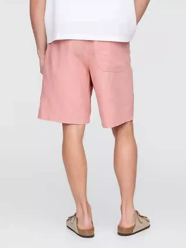 Pantalones cortos cómodos de lino y algodón de 9"