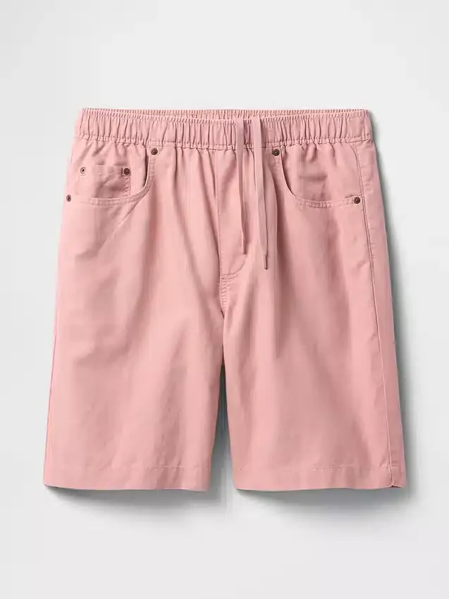 Pantalones cortos cómodos de lino y algodón de 9"