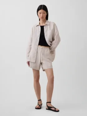 Pantalones cortos cómodos de mezcla de lino de 6"