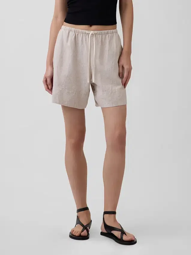Pantalones cortos cómodos de mezcla de lino de 6"