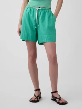 Pantalones cortos cómodos de mezcla de lino de 6″