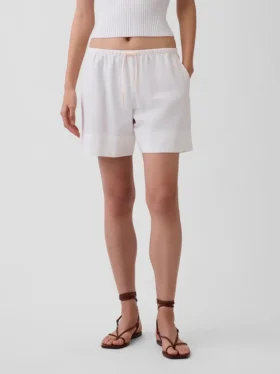 Pantalones cortos cómodos de mezcla de lino de 6″