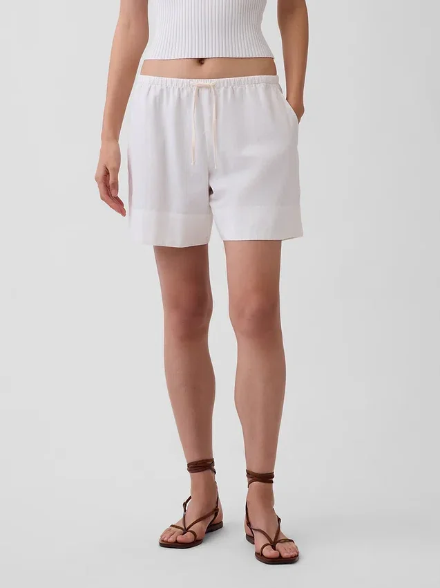 Pantalones cortos cómodos de mezcla de lino de 6"