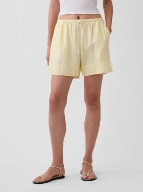 Pantalones cortos cómodos de mezcla de lino de 6″