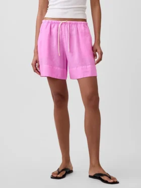 Pantalones cortos cómodos de mezcla de lino de 6″