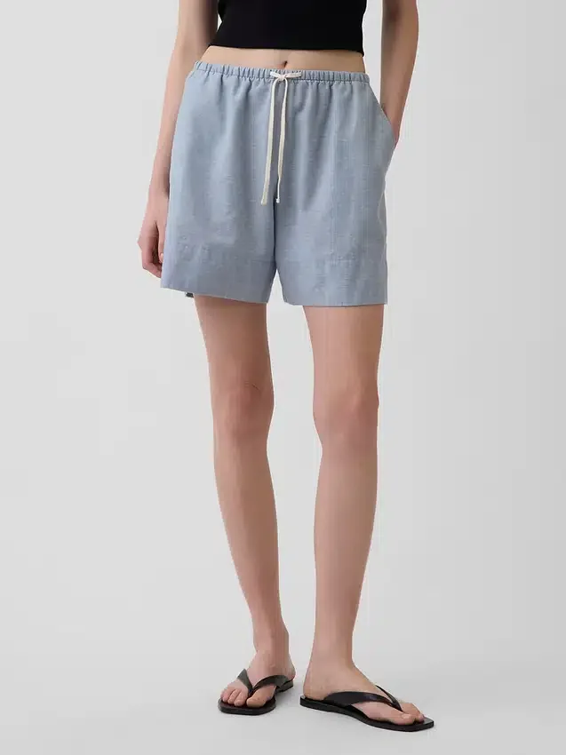 Pantalones cortos cómodos de mezcla de lino de 6"