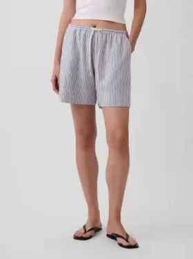 Pantalones cortos cómodos de mezcla de lino de 6″