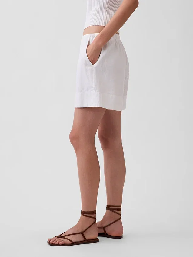 Pantalones cortos cómodos de mezcla de lino de 6"