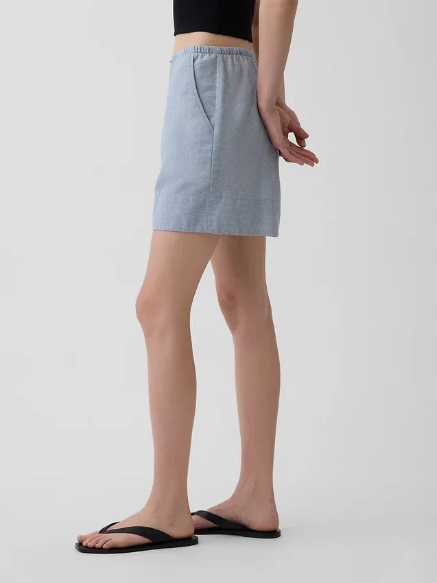 Pantalones cortos cómodos de mezcla de lino de 6"