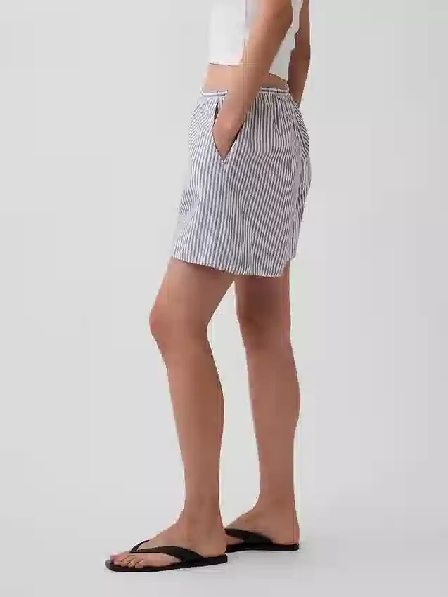 Pantalones cortos cómodos de mezcla de lino de 6"