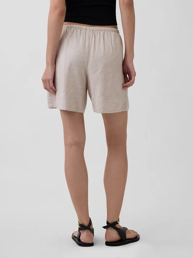 Pantalones cortos cómodos de mezcla de lino de 6"