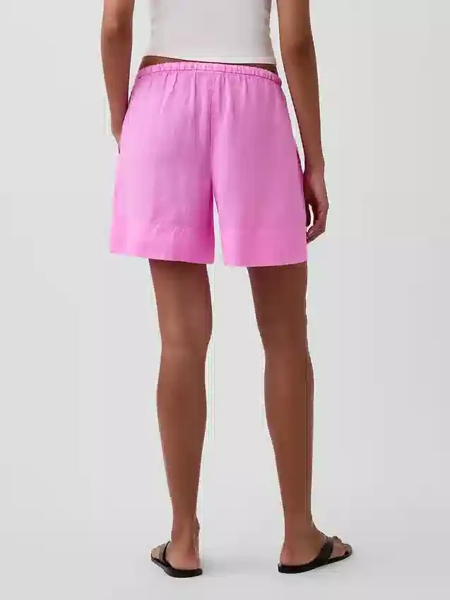 Pantalones cortos cómodos de mezcla de lino de 6"