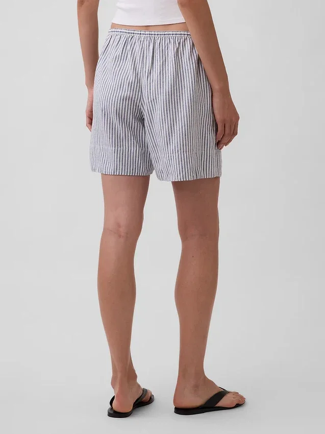 Pantalones cortos cómodos de mezcla de lino de 6"