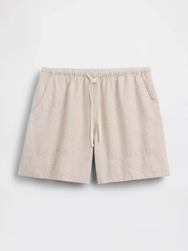 Pantalones cortos cómodos de mezcla de lino de 6"