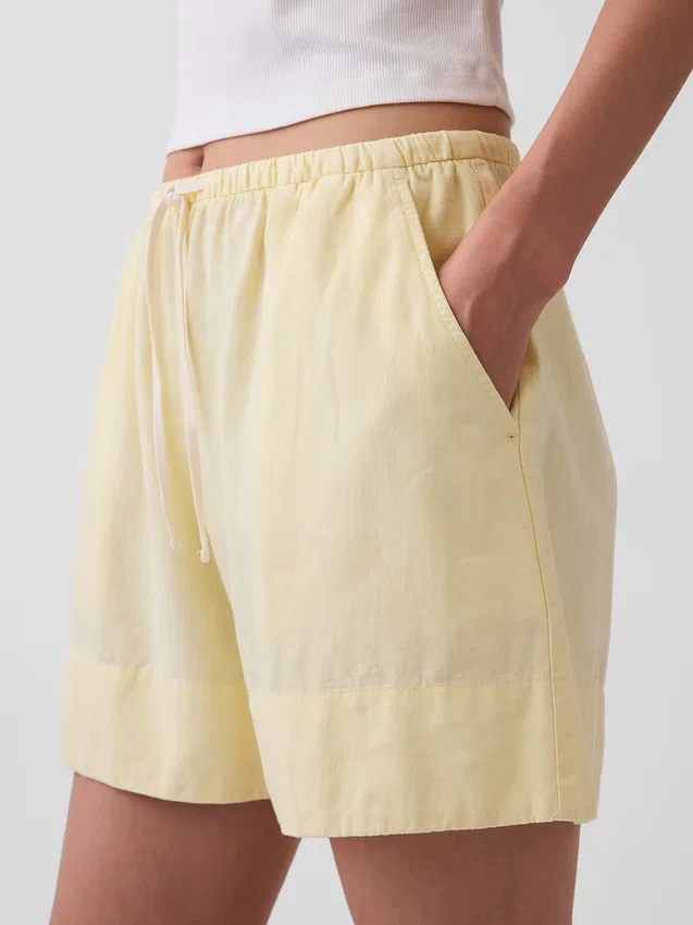 Pantalones cortos cómodos de mezcla de lino de 6"