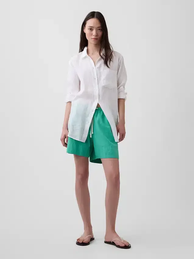 Pantalones cortos cómodos de mezcla de lino de 6"