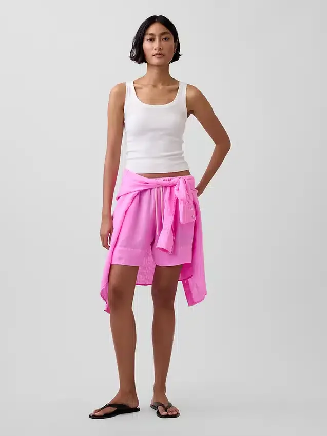 Pantalones cortos cómodos de mezcla de lino de 6"