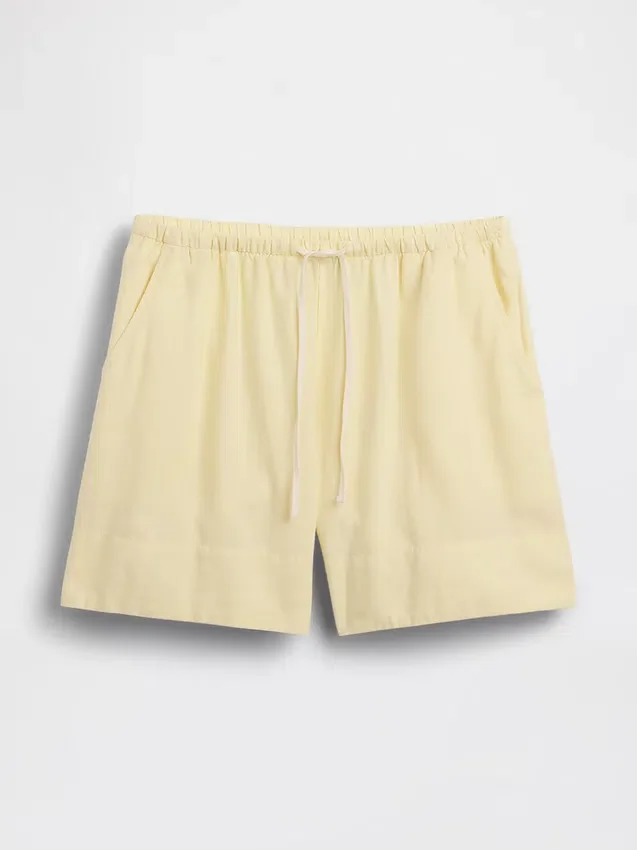 Pantalones cortos cómodos de mezcla de lino de 6"