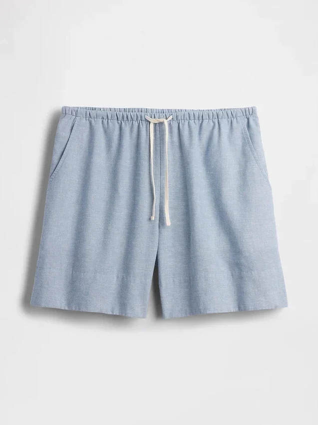 Pantalones cortos cómodos de mezcla de lino de 6"