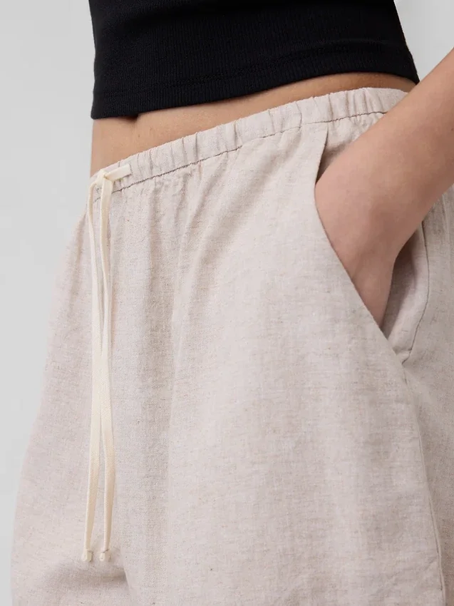 Pantalones cortos cómodos de mezcla de lino de 6"