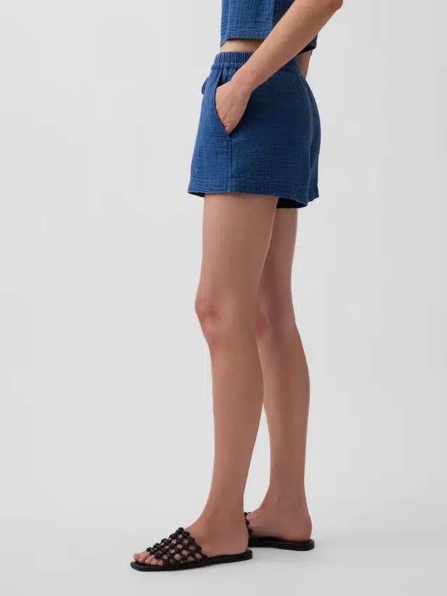 Pantalones cortos cómodos de mezclilla de gasa de algodón de 4"