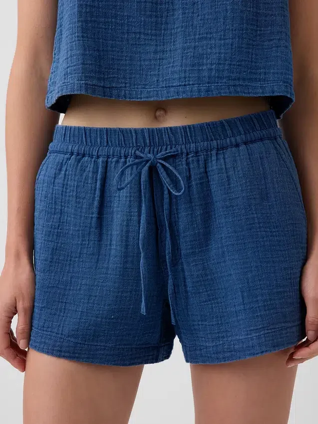 Pantalones cortos cómodos de mezclilla de gasa de algodón de 4"