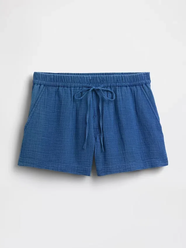 Pantalones cortos cómodos de mezclilla de gasa de algodón de 4"