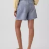 Pantalones cortos cómodos de tela de punto estampada estilo denim, de talle medio, de 5"