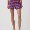 Pantalones cortos de 4" con estampado de cuadros en tela seersucker