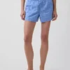 Pantalones cortos de 4" con estampado de cuadros en tela seersucker