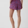 Pantalones cortos de 4" con estampado de cuadros en tela seersucker
