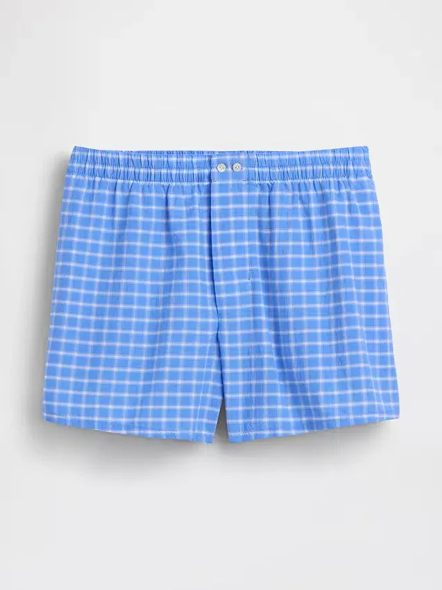Pantalones cortos de 4" con estampado de cuadros en tela seersucker