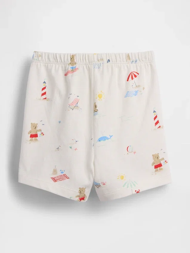 Pantalones cortos de algodón orgánico «Baby First Favorites» con osito de playa