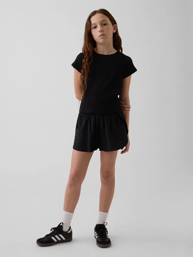 Pantalones cortos de correr para niños de secado rápido con dobladillo de mariposa