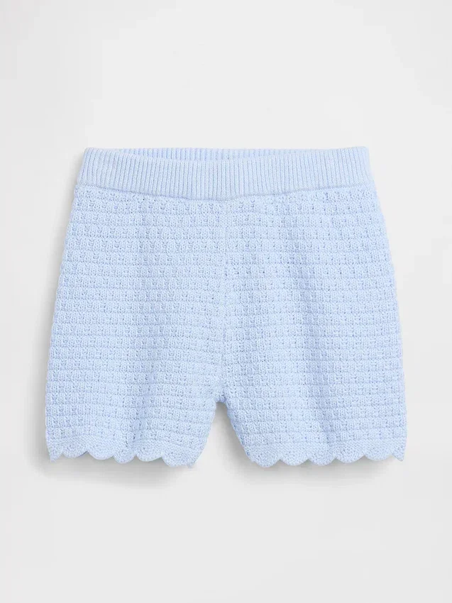 Pantalones cortos de ganchillo con dobladillo festoneado para bebés y niños