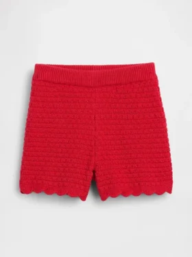 Pantalones cortos de ganchillo con dobladillo festoneado para bebés y niños