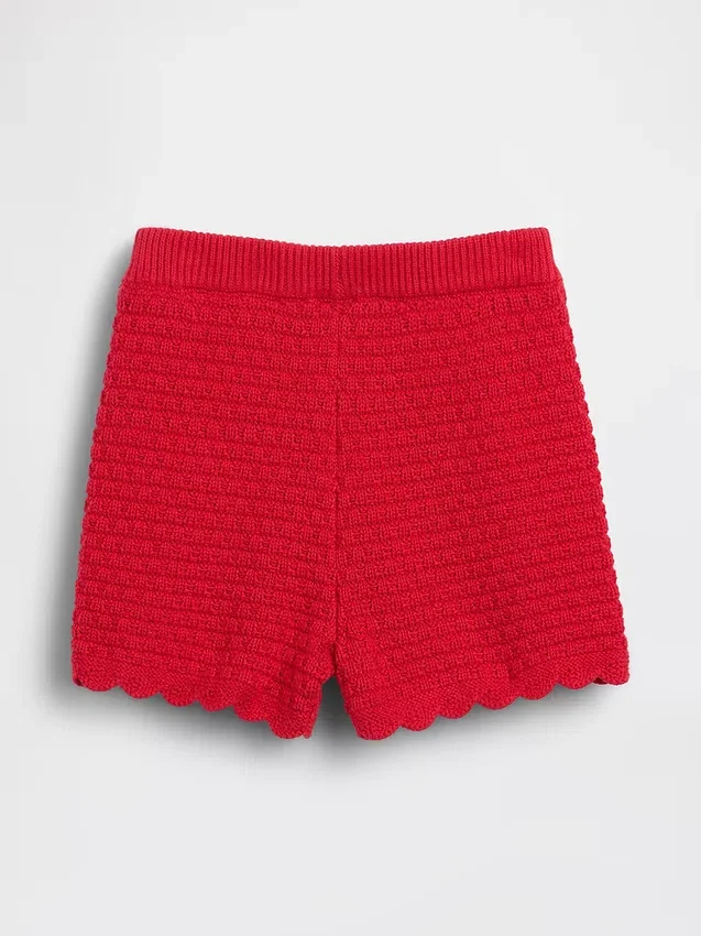 Pantalones cortos de ganchillo con dobladillo festoneado para bebés y niños