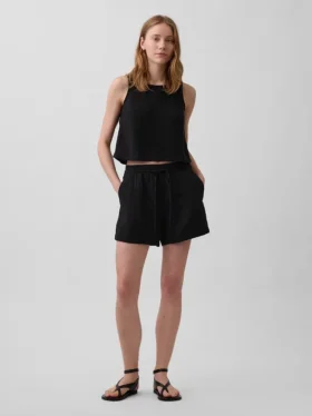 Pantalones cortos de gasa de algodón de talle medio de 4"