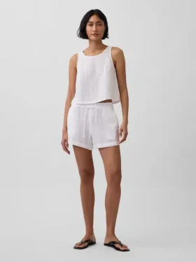 Pantalones cortos de gasa de algodón de talle medio de 4"