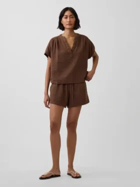 Pantalones cortos de gasa de algodón de talle medio de 4"