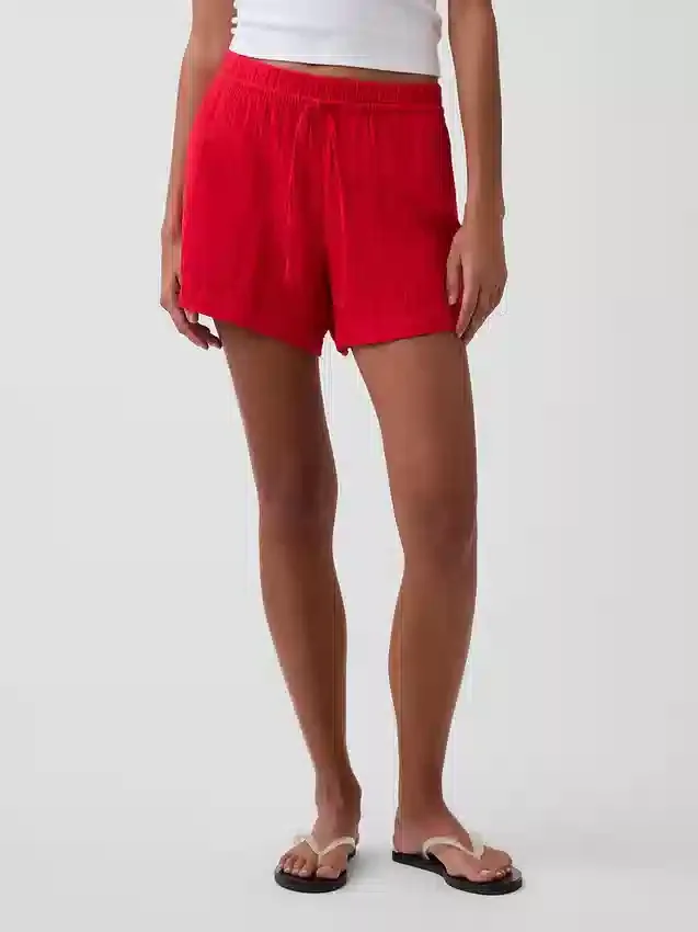 Pantalones cortos de gasa de algodón de talle medio de 4"