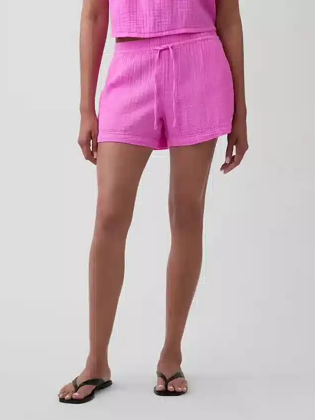 Pantalones cortos de gasa de algodón de talle medio de 4"