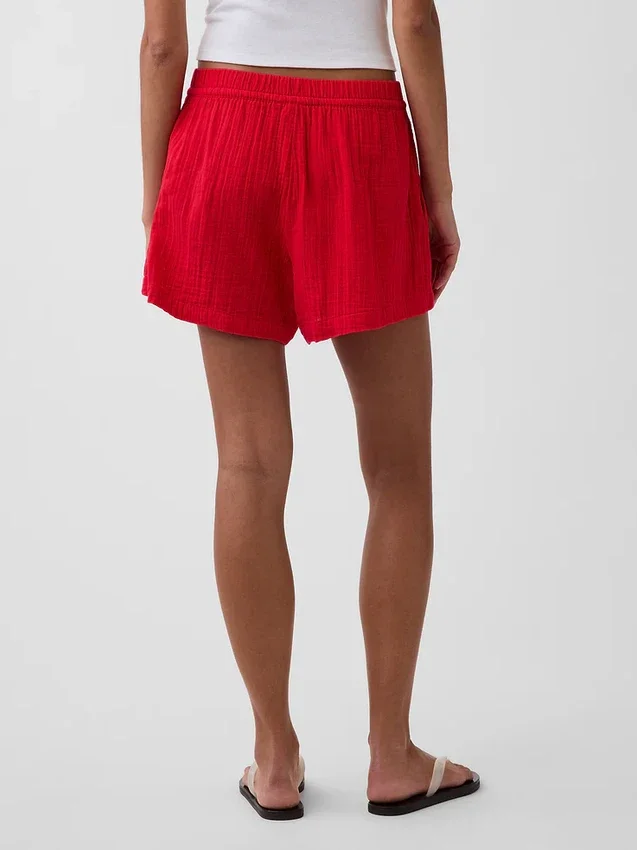 Pantalones cortos de gasa de algodón de talle medio de 4"