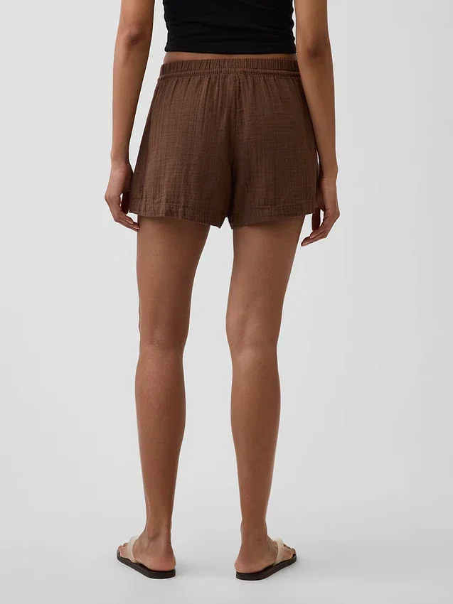 Pantalones cortos de gasa de algodón de talle medio de 4"