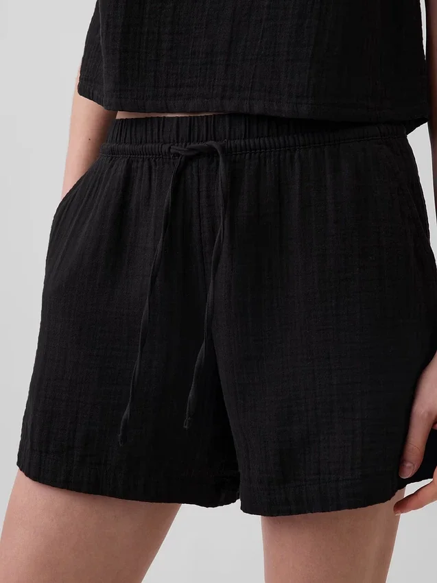 Pantalones cortos de gasa de algodón de talle medio de 4"