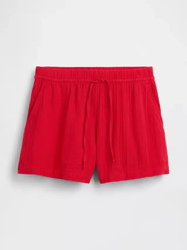 Pantalones cortos de gasa de algodón de talle medio de 4"
