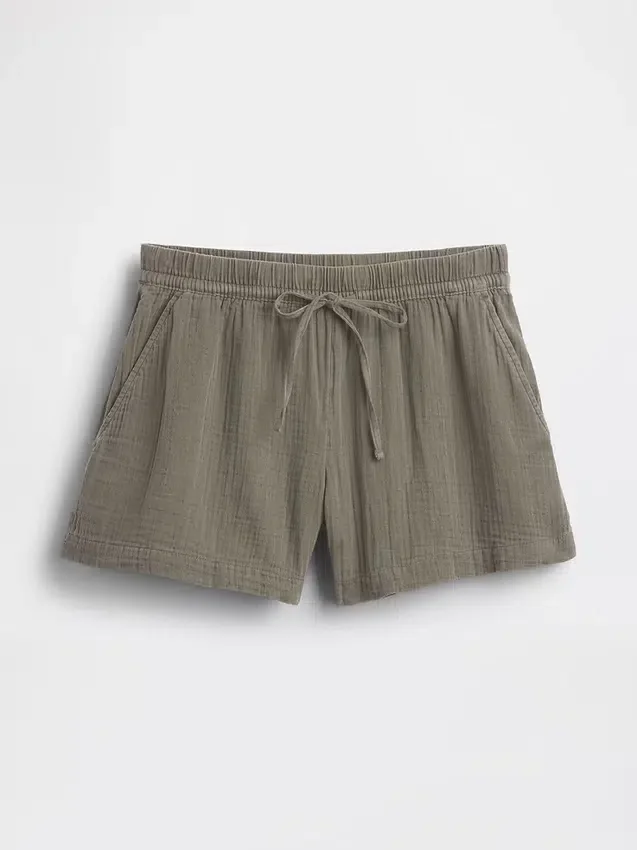Pantalones cortos de gasa de algodón de talle medio de 4"
