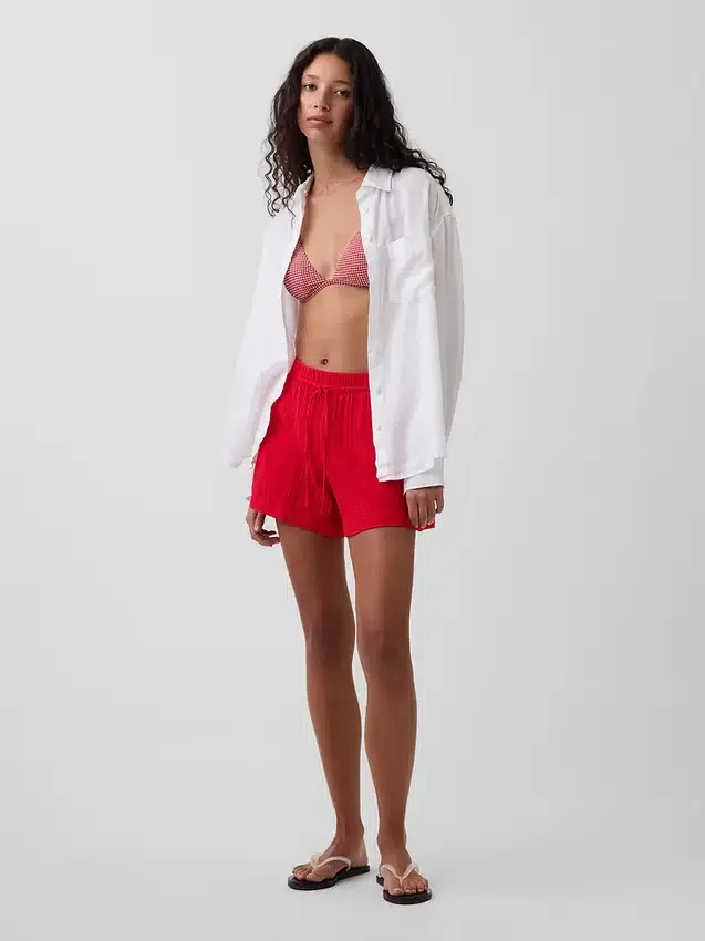 Pantalones cortos de gasa de algodón de talle medio de 4"