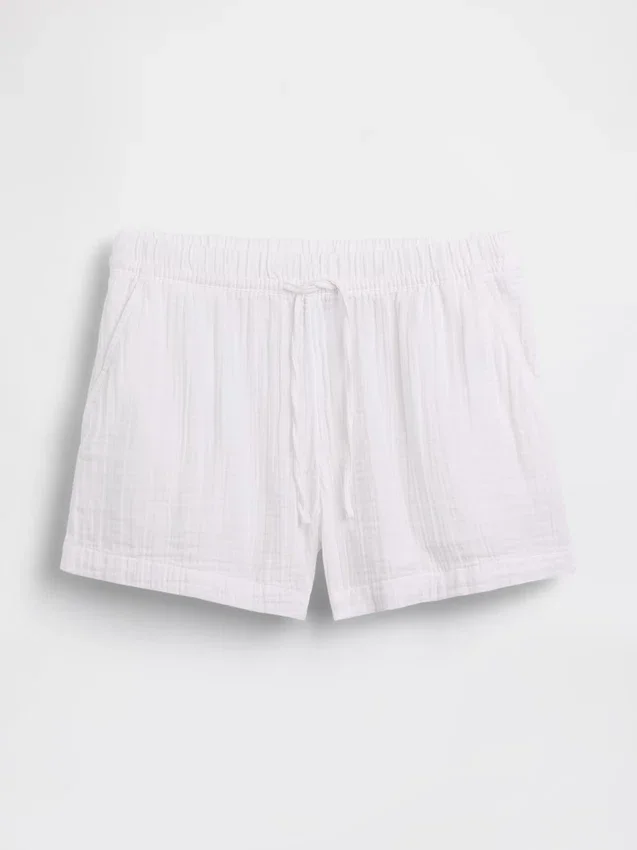 Pantalones cortos de gasa de algodón de talle medio de 4"